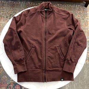 American Giant Men’s Moto full zip, size medium, plum color, made in USA